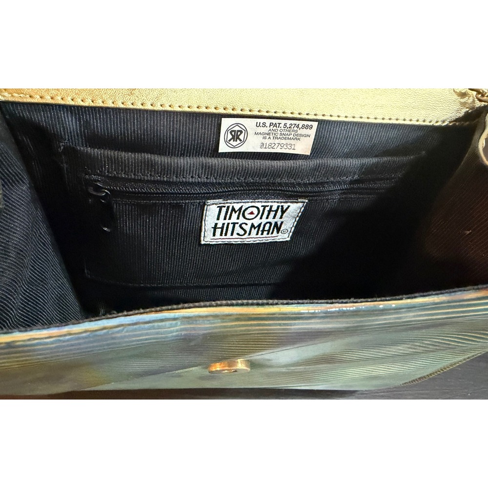 Vintage Y2K Timothy Hitsman Vintage Iridescent Striped Clutch Bag w/GChain Strap - Picture 5 of 5
